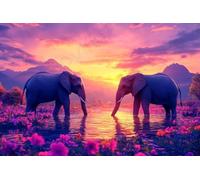 1000 Pieces Puzzles for Adults - Elephant at Sunset Funny Puzzle, Seek And Find Activities, Puzzle Toys For Toddlers And Kids