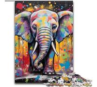 1000 Pieces Puzzles for Adults Elephant Graffiti Painting cardboard Puzzles 26x38cm for Teenagers & Teens, Ideal Birthday