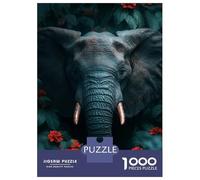 1000 Pieces Puzzles for Adults Elephant in Floral Jungle Puzzles for Adults Toy Wall Decor Wall Decoration Parent-child Interaction 38x26cm/1000pcs