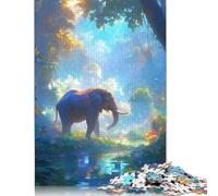 1000 Pieces Puzzles for Adults Elephant in Lush Jungle Square Puzzle for Adults & Paper Puzzles Home Decor 38x26cm/1000pcs