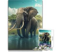 1000 Pieces Puzzles for Adults Elephants Animal Cozy Soothing Indoor Downtime Advanced Precision Cut Play Toy Size 38x52cm