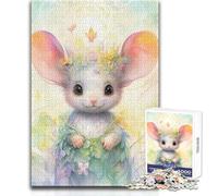 1000 Pieces Puzzles for Adults Fairy Flower Mouse Cozy Soothing Indoor Downtime Advanced Precision Cut Play Toy Size 38x52cm