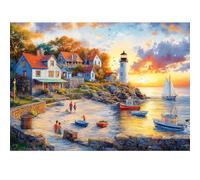 1000 Pieces Puzzles for Adults,Fall Seaside Puzzle,Fishing Village Jigsaw Puzzles 1000 Pieces,Creative Play Holiday Party Gifts Artwork Wall Home Decor,Funny Puzzle for Adults