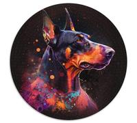 1000 Pieces Puzzles for Adults Fantasy Doberman Pinscher Round Jigsaw Puzzles for Birthdays, Holidays, And Home Decor 1000pcs (67.5x67.5cm)