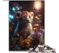 1000 Pieces Puzzles for Adults Fantasy Lion Cub Glow Jigsaw Puzzles for Adults size 50x75cm Colorful Home Decor & Interactive Family Game