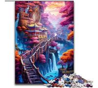 1000 Pieces Puzzles for Adults Fantasy Village Cliff cardboard Jigsaw Puzzles for Adults Family Interaction & Fun Gift, Vibrant Abstract Design (Size 26x38cm)