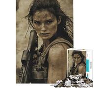 1000 Pieces Puzzles for Adults Female Soldier with Rifle Challenging To Complete Stress Reliever Educational Games for Age 14+ Game (38x26cm)