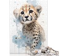 1000 Pieces Puzzles for Adults Fierce Cheetah Square Puzzle for Adults & Wooden Puzzles Home Decor 1000pcs (75x50cm)