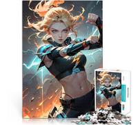 1000 Pieces Puzzles for Adults Fierce Female Cyborg Mech Fighter Wielding Fire Magic in Action Analyse und Logik Geschenk zum Geburtstag38x26cm