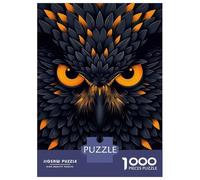 1000 Pieces Puzzles for Adults Fierce Owl Vector Portrait with Glowing Orange Eyes Puzzle for Adults Toy Wall Decor Analysis And Logic Unique Gifts for Birthday And Christmas 52x38cm/1000pcs