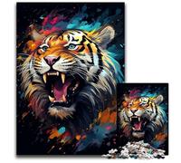 1000 Pieces Puzzles for Adults Fierce Painting Fire Tiger Impossible Jigsaw Puzzles for Adults Family Interactive Game, Craft Gift with Colorful Artwork 1000 PCS(38x26cm)