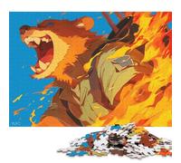 1000 Pieces Puzzles for Adults Fiery Bear Animal Art Square Puzzle for Adults & Wooden Puzzles Home Decor 1000pcs (75x50cm)