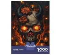 1000 Pieces Puzzles for Adults Fiery Skull & Roses -2 Jigsaws for Adults Relax Games Enhance Memory Unique Gifts for Birthday And Christmas 38x26cm/1000pcs