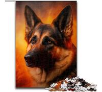 1000 Pieces Puzzles for Adults Fire German Shepherd JigsawPuzzle 1000 Pieces for Adults for Holidays & Birthdays size 50x75cm