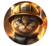 1000 Pieces Puzzles for Adults Firefighter Cat 1000 Pieces Round Puzzles for Adults for Teenager & Families, Perfect DIY Decor & Brain-Teasing Challenge 67.5x67.5cm