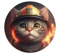 1000 Pieces Puzzles for Adults Firefighter Cat 1000 Pieces Round Puzzles for Adults for Teenager & Families, Perfect DIY Decor & Brain-Teasing Challenge 67.5x67.5cm