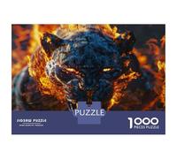1000 Pieces Puzzles for Adults Flaming Black Panther Wall Art Jigsaws for Adults Relax Games Enhance Memory Unique Gifts for Birthday And Christmas 52x38cm/1000pcs
