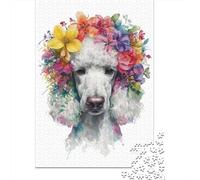 1000 Pieces Puzzles for Adults Floral Poodle Art Print Jigsaw Puzzle Hands-on Game Home Decoration Unique Gifts for Birthday And Christmas 52x38cm/1000pcs