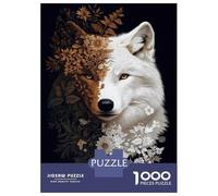 1000 Pieces Puzzles for Adults Floral Wolf Portrait Puzzles for Adults Toy Wall Decor Wall Decoration Parent-child Interaction 38x26cm/1000pcs