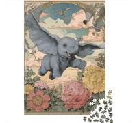 1000 Pieces Puzzles for Adults Flying Elephant with Flowers Puzzles for Adults Hands-on Game But Fun And Humorous Parent-child Interaction 70x50cm/1000pcs