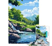 1000 Pieces Puzzles for Adults Forest River Pixel Art Zen Relaxing Games for Educational Game Challenge Toy Secret Santa Gifts Analysis And Logic (size 38x26cm)
