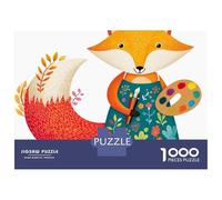 1000 Pieces Puzzles for Adults Fox Artist Palette Brushes Puzzles for Adults Hands-on Game But Fun And Humorous Parent-child Interaction 52x38cm/1000pcs