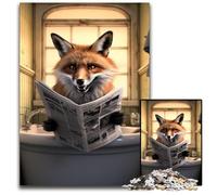 1000 Pieces Puzzles for Adults Fox Reading Newspaper Wooden Jigsaw Puzzles Home Activity for Holidays, Birthdays, And Family Game Nights 50x75CM/19.68x29.52inch