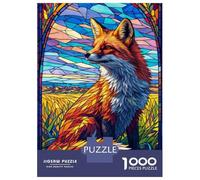 1000 Pieces Puzzles for Adults Fox Stained Glass Jigsaw Puzzle Family Games Difficult Hard Unique Gifts for Birthday And Christmas 70x50cm/1000pcs
