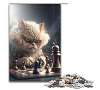 1000 Pieces Puzzles for Adults Funny Cat Playing Chess Decompressing Intellectual Educational Toy Gifts Ideas 75x50cm