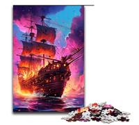 1000 Pieces Puzzles for Adults Future Colorful Psychedelic Pirate Ship Decompressing Intellectual Educational Toy Gifts Ideas 75x50cm