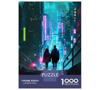 1000 Pieces Puzzles for Adults Future Neon City Couple Puzzle for Adults Toy Wall Decor Analysis And Logic Unique Gifts for Birthday And Christmas 52x38cm/1000pcs