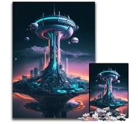 1000 Pieces Puzzles for Adults Future Seattle- In Space Wooden Jigsaw Challenging Brain Teaser for Teenagers, Family Fun Interactive Game 50x75CM/19.68x29.52inch