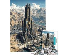 1000 Pieces Puzzles for Adults Futuristic Cityscape with Towering Structure Jigsaw Puzzle Brain Teaser Game Analysis And Logic Unique Gifts for Birthday And Christmas (Size 38x52cm)