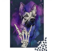 1000 Pieces Puzzles for Adults German Shepherd Skeleton Art Print Puzzles for Adults Toy Wall Decor Wall Decoration Parent-child Interaction 38x26cm/1000pcs