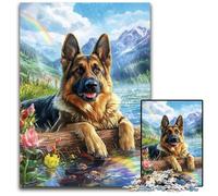 1000 Pieces Puzzles for Adults German Shepherd Wooden Puzzles Intricate Design for Teenagers, DIY Decor, And Brain-Boosting Fun 50X75CM