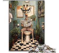 1000 Pieces Puzzles for Adults Giraffe in The Toilet 1000 Pieces Puzzles for Adults Family Interaction & Fun Gift, Vibrant Abstract Design 50X75CM