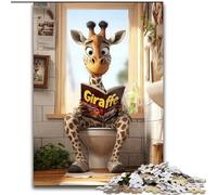 1000 Pieces Puzzles for Adults Giraffe on The Toilet 1000 Pieces Puzzles for Adults Family Interaction & Fun Gift, Vibrant Abstract Design 50X75CM