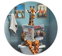 1000 Pieces Puzzles for Adults Giraffe on The Toilet Round Puzzles for 1000 Piece Challenging DIY Brain Teaser for Teenagers 67.5x67.5cm