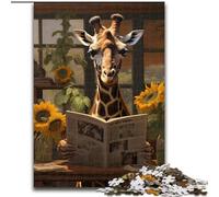 1000 Pieces Puzzles for Adults Giraffe Reading Newspaper Jigsaw Puzzles for Adults Perfect for Teenager & Families, Ideal (Size 26x38cm)