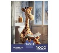 1000 Pieces Puzzles for Adults Giraffe Reading on A Toilet Puzzles for Adults Toy Wall Decor Wall Decoration Parent-child Interaction 52x38cm/1000pcs