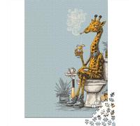 1000 Pieces Puzzles for Adults Giraffe Smoking in Bathroom Jigsaw Puzzle Hands-on Game Home Decoration Unique Gifts for Birthday And Christmas 70x50cm/1000pcs