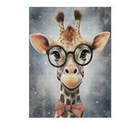 1000 Pieces Puzzles for Adults - Giraffe Wearing Glasses and A Bow Tie Wooden Puzzle - Large Educational Puzzle Artwork -Challenging and Fun Activity - Home Decor Gifts