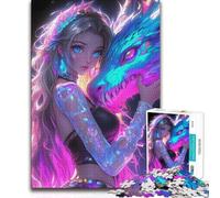 1000 Pieces Puzzles for Adults Girl And Neon Dragon Educational Family Game Learning Educational Gifts Ideas 38x26cm(1000pcs)