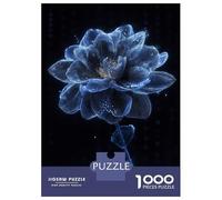 1000 Pieces Puzzles for Adults Glowing Blue Dahlia Jigsaw Puzzle Hands-on Game Home Decoration Unique Gifts for Birthday And Christmas 52x38cm/1000pcs