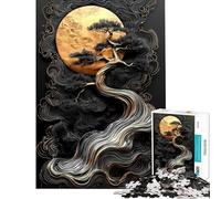 1000 Pieces Puzzles for Adults Gold ﹨u Black Bonsai Tree Adult Puzzles Toy Wall Decor Hand Speed Race Unique Gifts for Birthday And Christmas (Size 38x52cm)