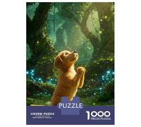 1000 Pieces Puzzles for Adults Golden Retriever in Enchanted Forest Puzzles for Adults Hands-on Game But Fun And Humorous Parent-child Interaction 52x38cm/1000pcs