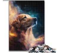 1000 Pieces Puzzles for Adults Golden Retriever Nebula cardboard Jigsaw Puzzles Family Activity Game, Home Decor Wall Art size : 38x26cm
