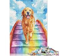 1000 Pieces Puzzles for Adults Golden Retriever Rainbow Bridge Jigsaw Puzzles for Adults And Wooden Puzzles Home Decoration 1000pcs (75x50cm)