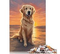 1000 Pieces Puzzles for Adults Golden Retriever Sunset Square Puzzle for Adults & Wooden Puzzles Home Decor 1000pcs (75x50cm)