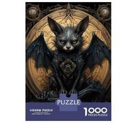 1000 Pieces Puzzles for Adults Gothic Bat Cat Fantasy Art Print Jigsaw for Adults Family Games Difficult Challenge Unique Gifts for Birthday And Christmas 38x26cm/1000pcs